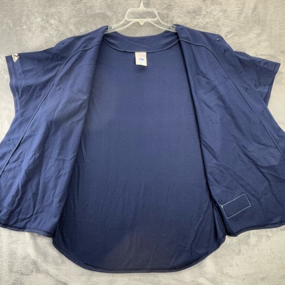 VTG NWT Atlanta Braves Majestic USA Made Jersey Adult XL Blue MLB Team Apparel - Picture 12 of 16